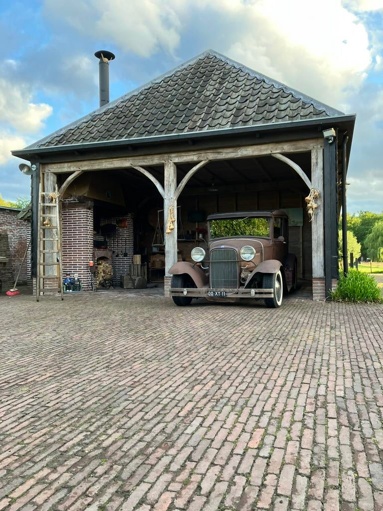 Ford Model A, Tudor 1930, 350, V8, Weiand-blower, automaat., Auto's, Automaat, Bruin, 4 stoelen, Particulier