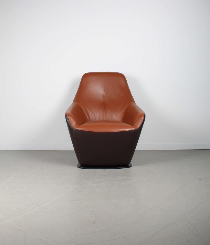 1x Leolux Cantate Fauteuil Cognac/Bruin – Leer, Niet ingevuld, Minder dan 75 cm, Niet ingevuld, Ophalen of Verzenden