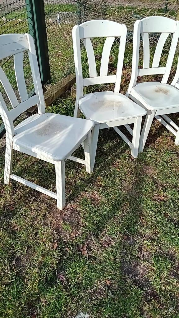 Keukenstoelen vintage witte stoelen, Ophalen, Gebruikt, Wit, Vijf, Zes of meer stoelen