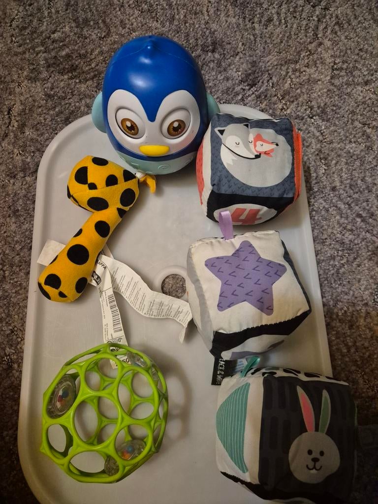 Leuk Babyspeelgoed Set: Pinguïn, Rammelaar en Zachte Blokken, Ophalen, Gebruikt, Overige typen, Met geluid