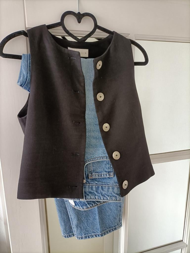 Kleding set gilet Zara m.S en jeans H&M m.38, Kleding | Dames, Ophalen of Verzenden, Zo goed als nieuw, Maat 38/40 (M)