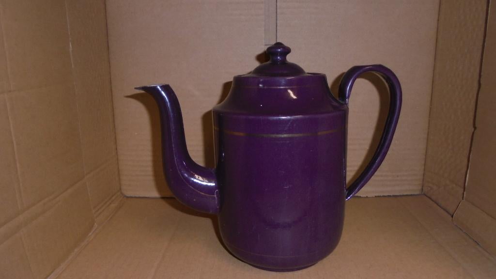 aubergine, emaille koffiekan met bies H20cm, Antiek en Kunst, Antiek | Emaille, Ophalen of Verzenden