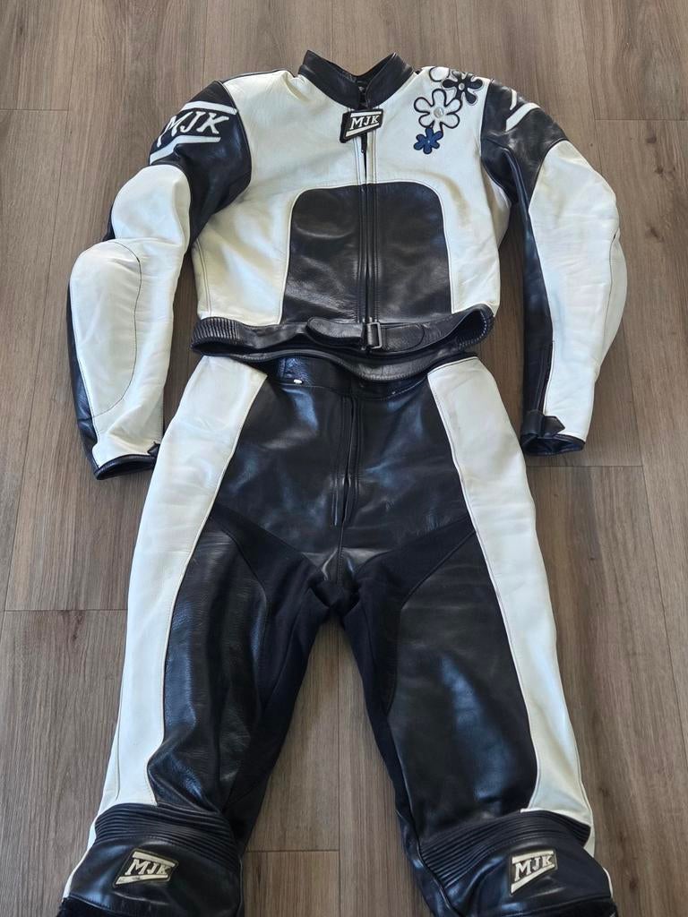 MJK Leathers dames leren motorpak, zwart/wit, maat 36, Motoren, Kleding | Motorkleding, Ophalen of Verzenden, Tweedehands, Dames
