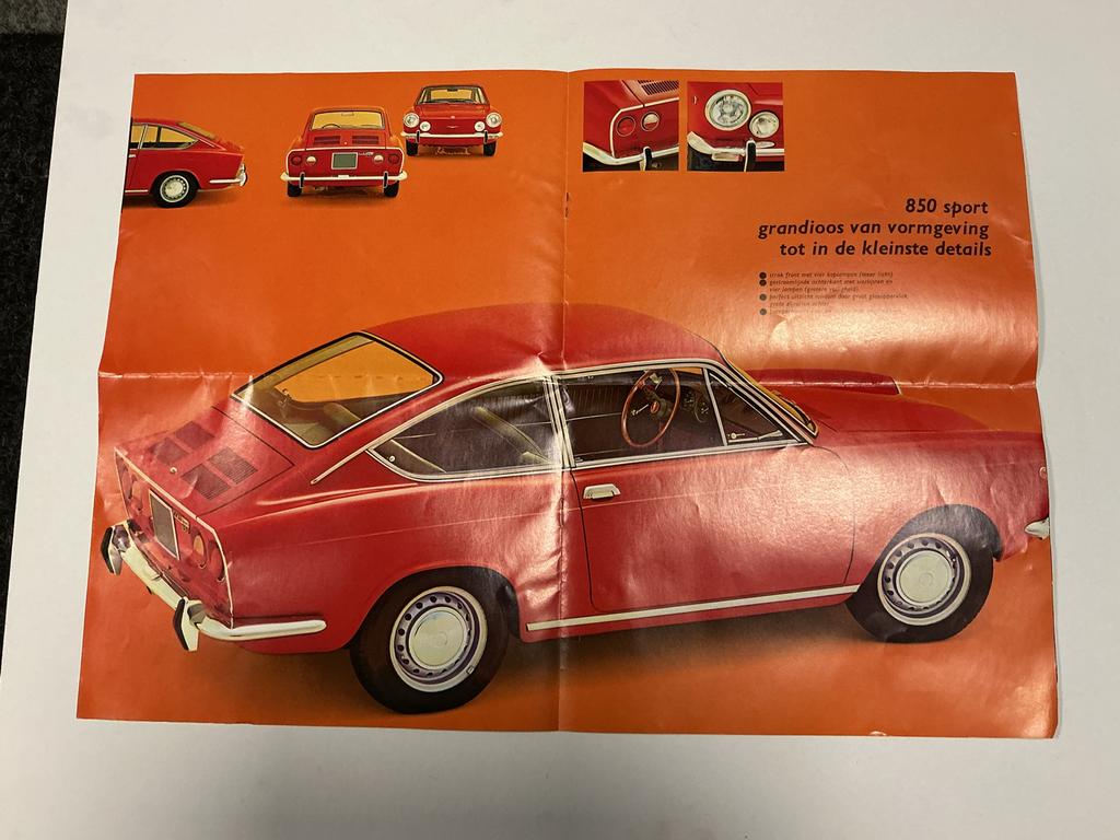 Fiat 850 Coupé folder - Originele brochure, Ophalen of Verzenden, Gelezen