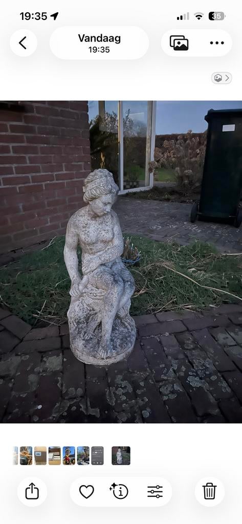Tuinbeeld Vrouw in Steen - Klassieke Decoratie, Ophalen of Verzenden, Gebruikt, Steen, Mensenbeeld