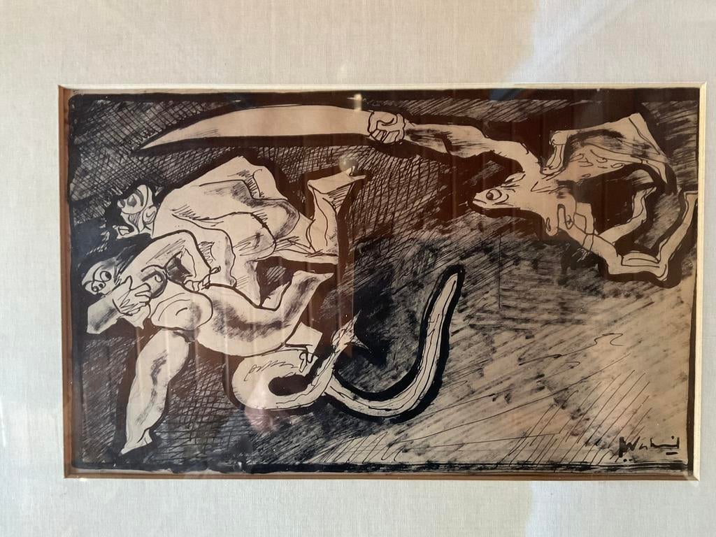 Abstract Kunstwerk , van wie ?, Antiek en Kunst, Kunst | Schilderijen | Abstract, Ophalen of Verzenden