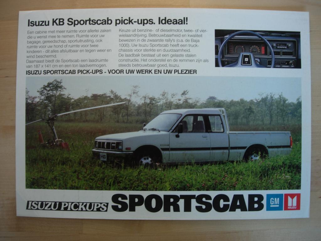 Isuzu KB Sportscab Pick-Up Brochure ca 1986 – Pickup Pick up, Ophalen of Verzenden, Zo goed als nieuw, Overige merken, Isuzu