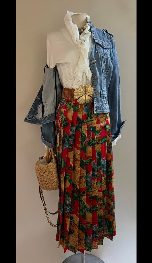 Pauw 2 midi maxi plooi/plissé rok dunne wol bloemen print, Maat 38/40 (M), Overige kleuren, Verzenden, Zo goed als nieuw