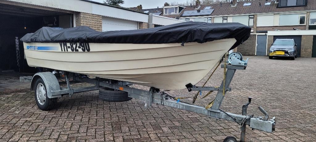 Nette Crescent 432 consoleboot + Evinrude 40 pk + trailer, Watersport en Boten, Vis- en Consoleboten, Ophalen, Gebruikt, 30 tot 50 pk