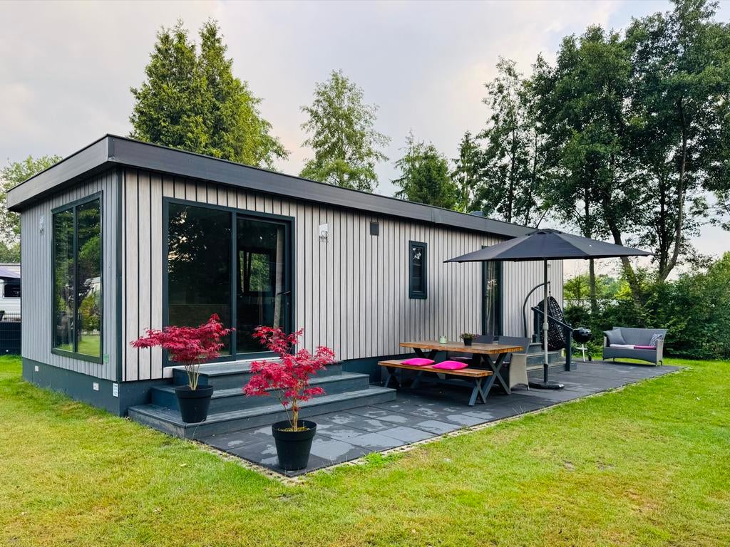 Te huur: Luxe chalet op ****camping De Rammelbeek in Twente, 2 slaapkamers, Tv, Chalet, Bungalow of Caravan, In bos