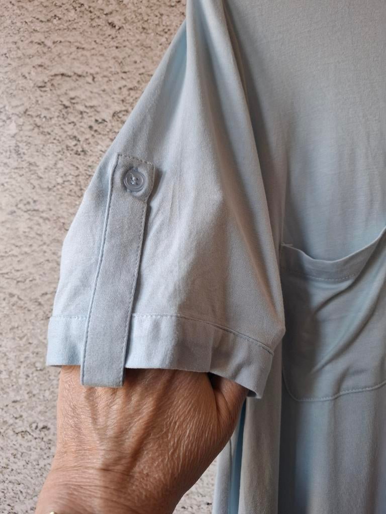 K-design lichtblauwe blouse rekbaar maat: XXL/44, K-design, Blauw, Maat 42/44 (L), Nieuw