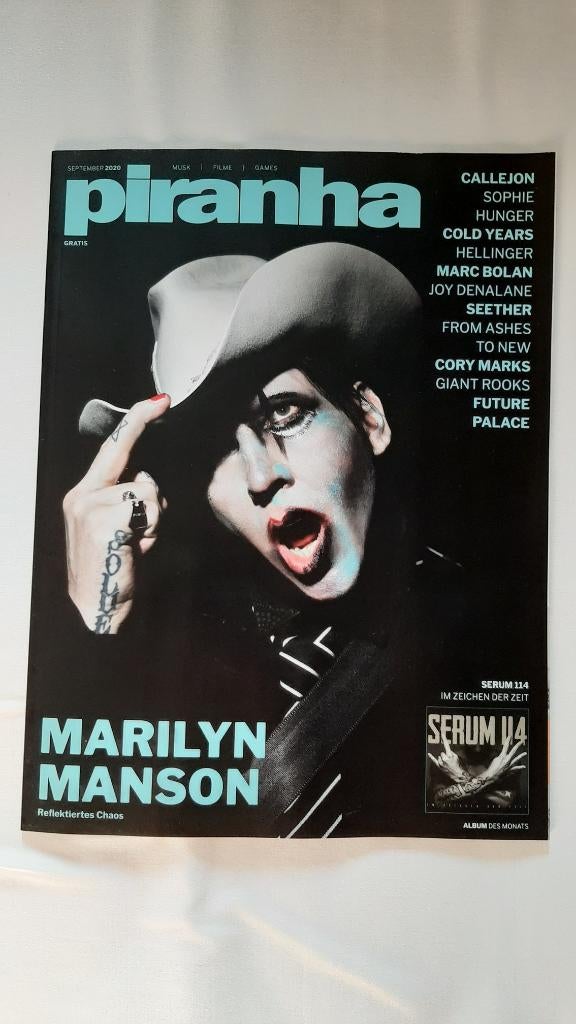Piranha tijdschrift september 2020 Marilyn Manson op cover, Verzenden, Nieuw, Boek, Tijdschrift of Artikel