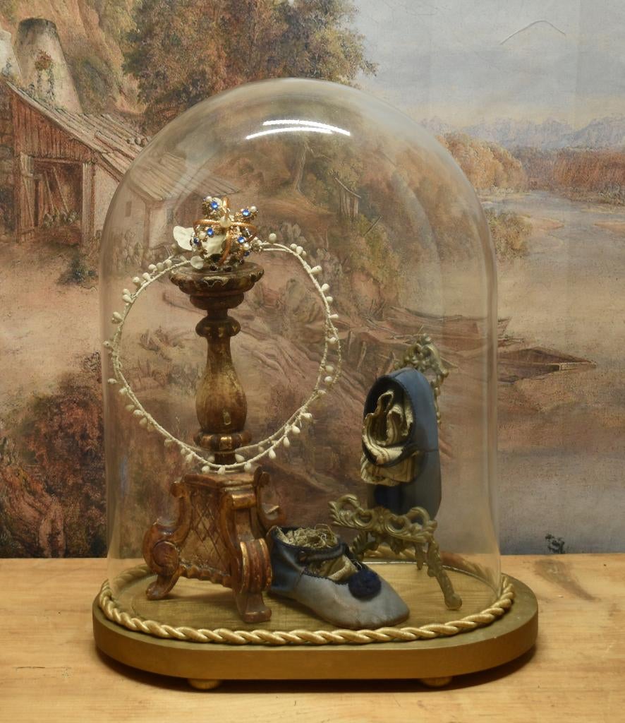 Oude  Ovale Stolp Op Houten Onderbord. "Uit Aletta's Tijd", Antiek en Kunst, Ophalen of Verzenden