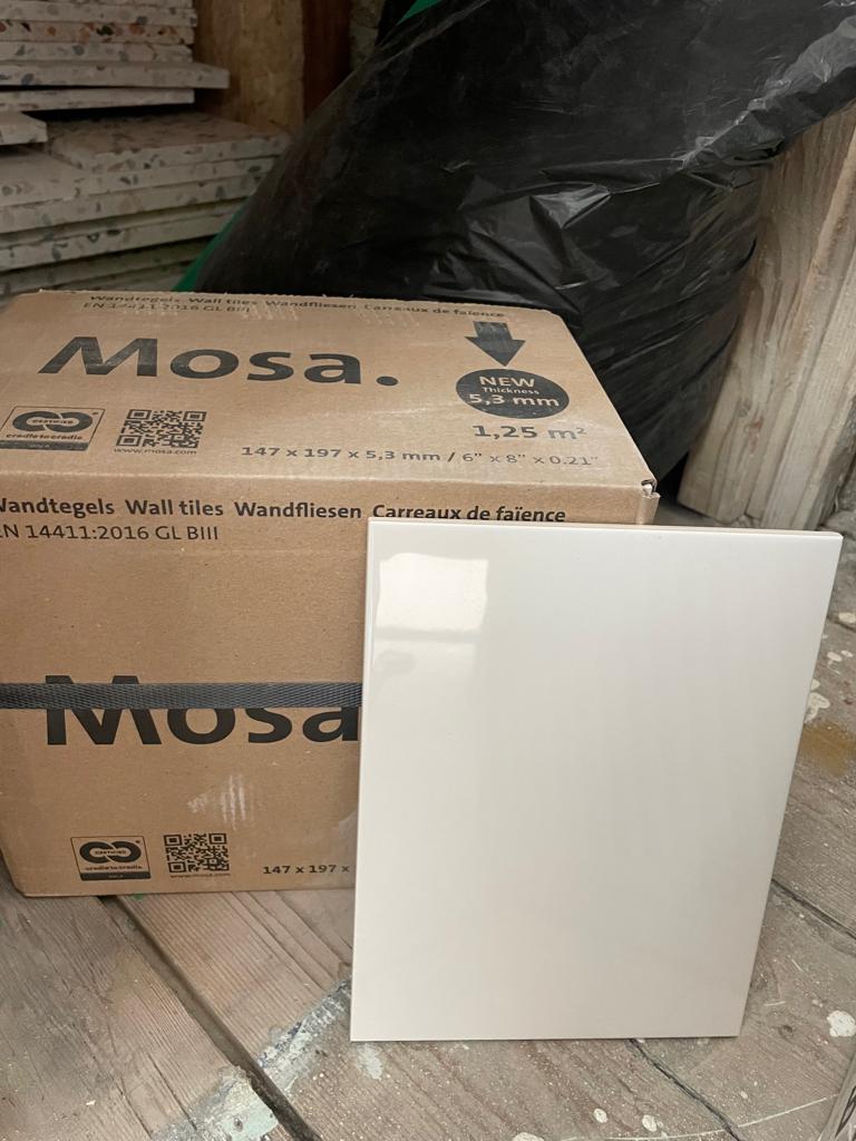 82 tegels (2 dozen) Mosa roomwit wit wandtegels 15x20, Ophalen, Nieuw, Minder dan 20 cm, Minder dan 20 cm