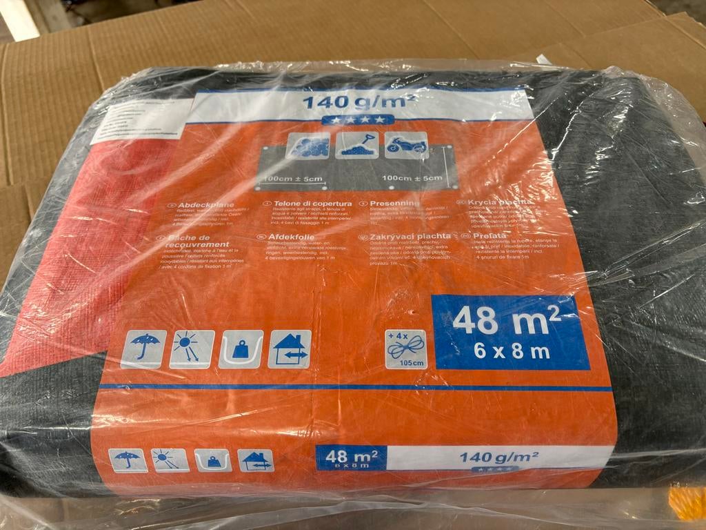 Kunststof afdekzeil 6x8 m - 140 g/m², Ophalen, Nieuw, 15 m² of meer, Zeil