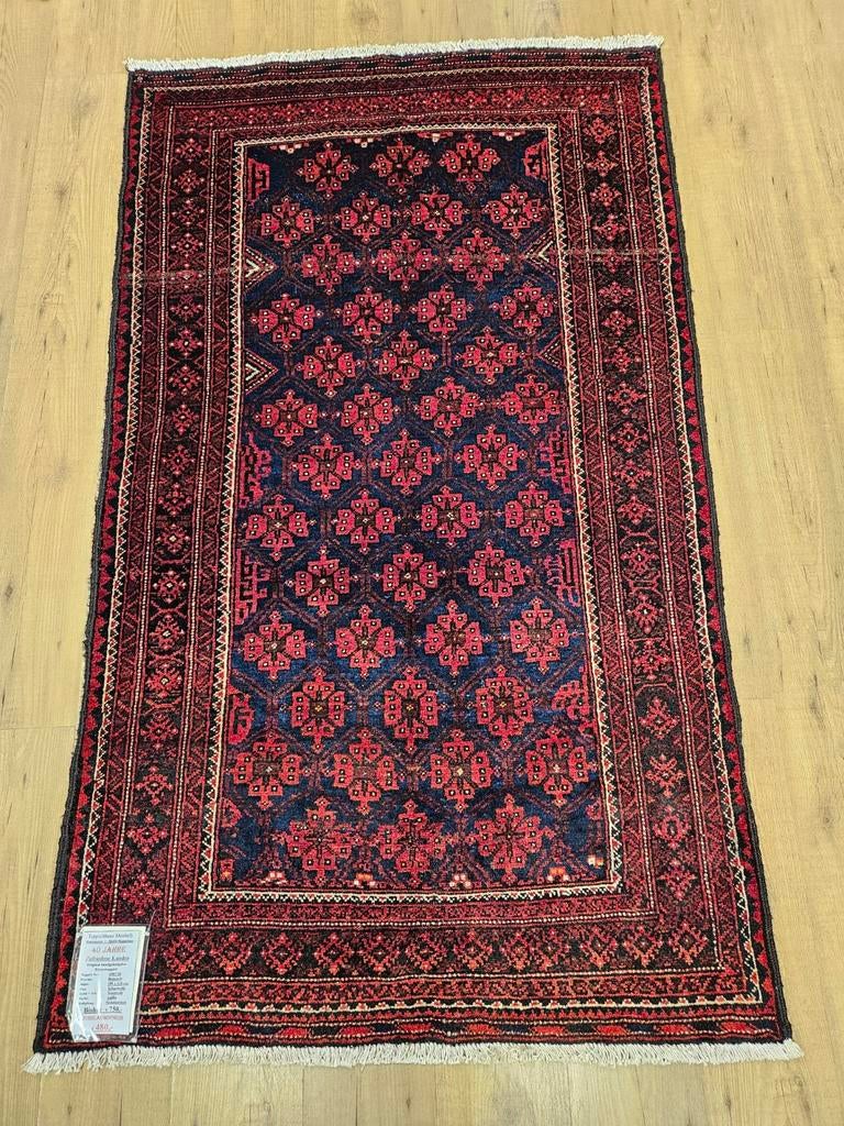 Vintage handgeknoopt perzisch tapijt beloutch 190x114, Info@SlatsAntiek.nl, Tweedehands, 100 tot 150 cm, Crème