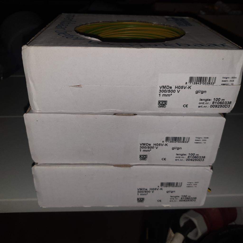 100 meter VDs soepel montagedraad 1mm2 - geel/groen DONNE, Doe-het-zelf en Verbouw, Niet ingevuld, Nieuw, Niet ingevuld, Niet ingevuld