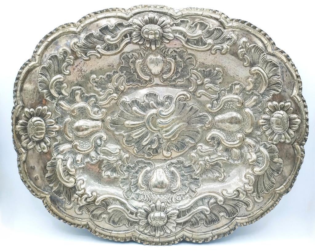 Zilveren schaal, F. A. Gonzalez Lanciego, Logrono, 18e eeuw, Verzenden, Zilver