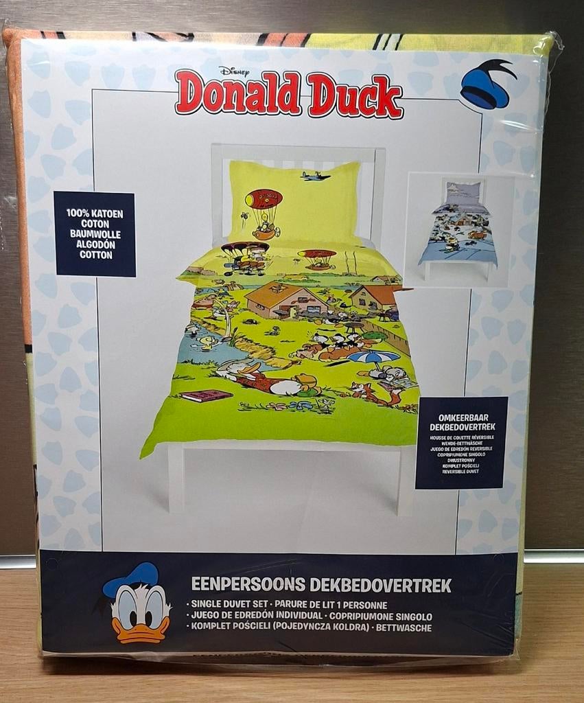 Donald Duck Eenpersoons Dekbedovertrek - Nieuw, Huis en Inrichting, Ophalen, Nieuw, Eenpersoons, Dekbedovertrek