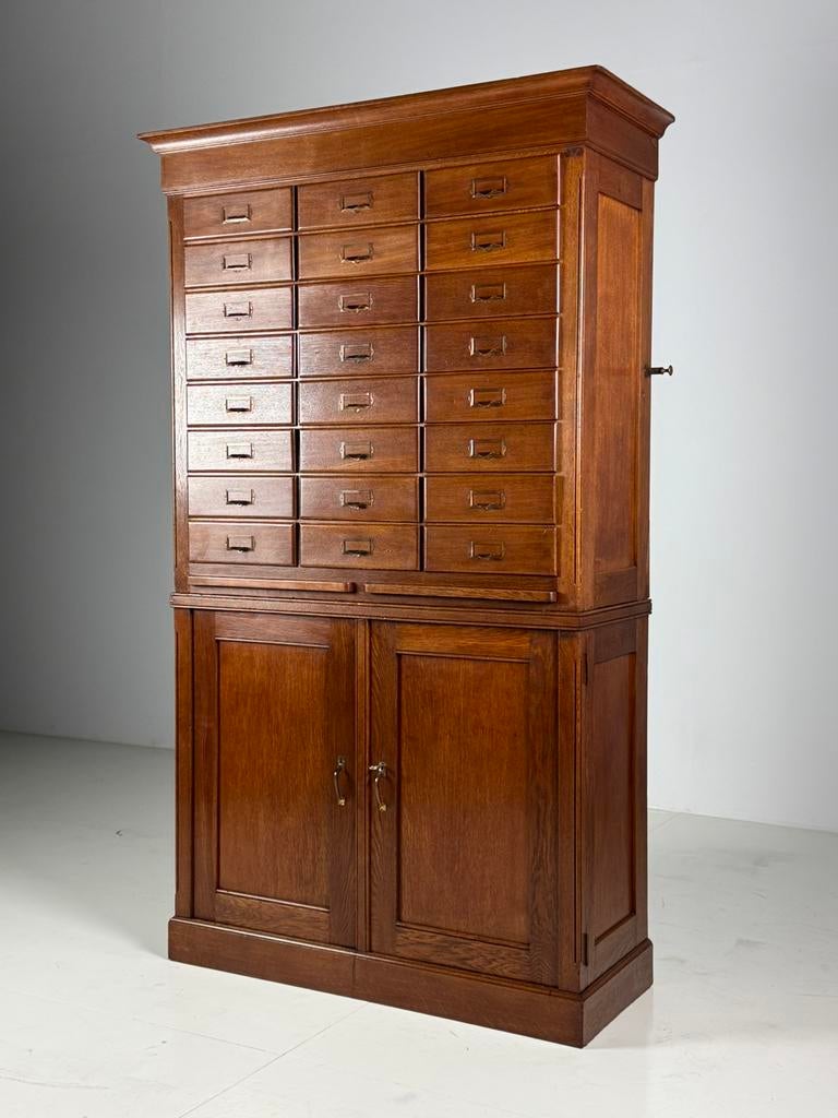 Archiefkast eiken ca. 1900 antiek, Ophalen, Gebruikt, 5 laden of meer, Eikenhout