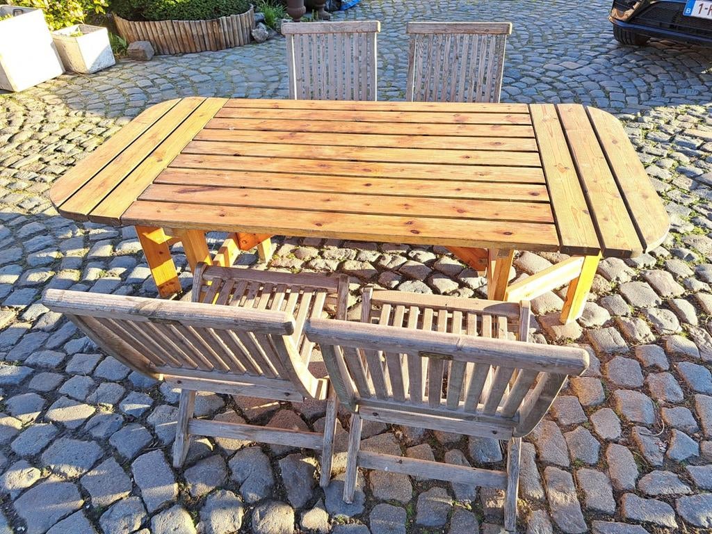 Mooie tuinset tafel met 4 stoelen, Tuin en Terras, Ophalen
