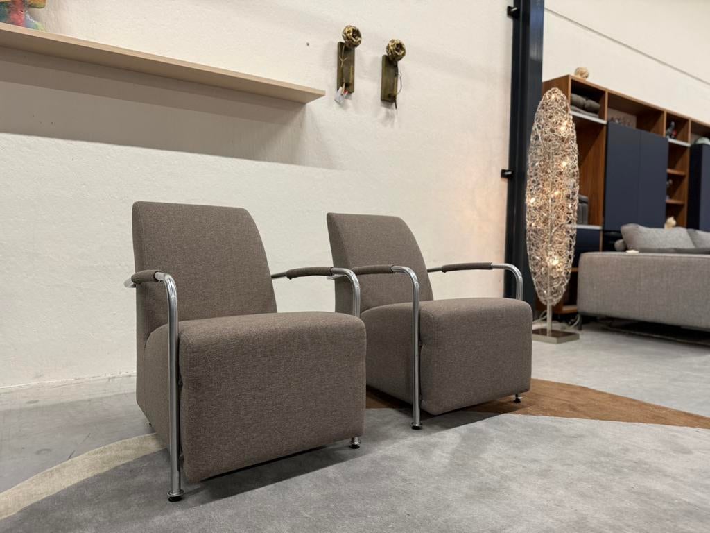 2 Gelderland 6420 Fauteuil Taupe stof Design stoel
