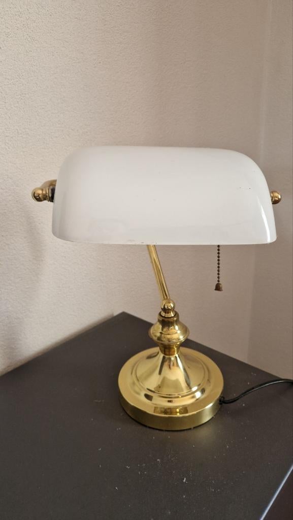 Vintage Notarislamp - Klassieke Bureaulamp Goudkleurig, Ophalen of Verzenden