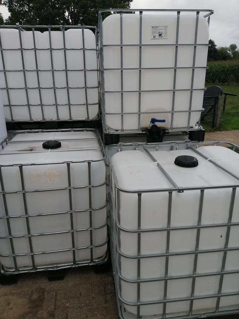 Ibc vat/ibc container/watervat/regenton/1000liter/slowfeed, Tuin en Terras, Regentonnen, Kunststof, Met kraantje, 150 liter of meer