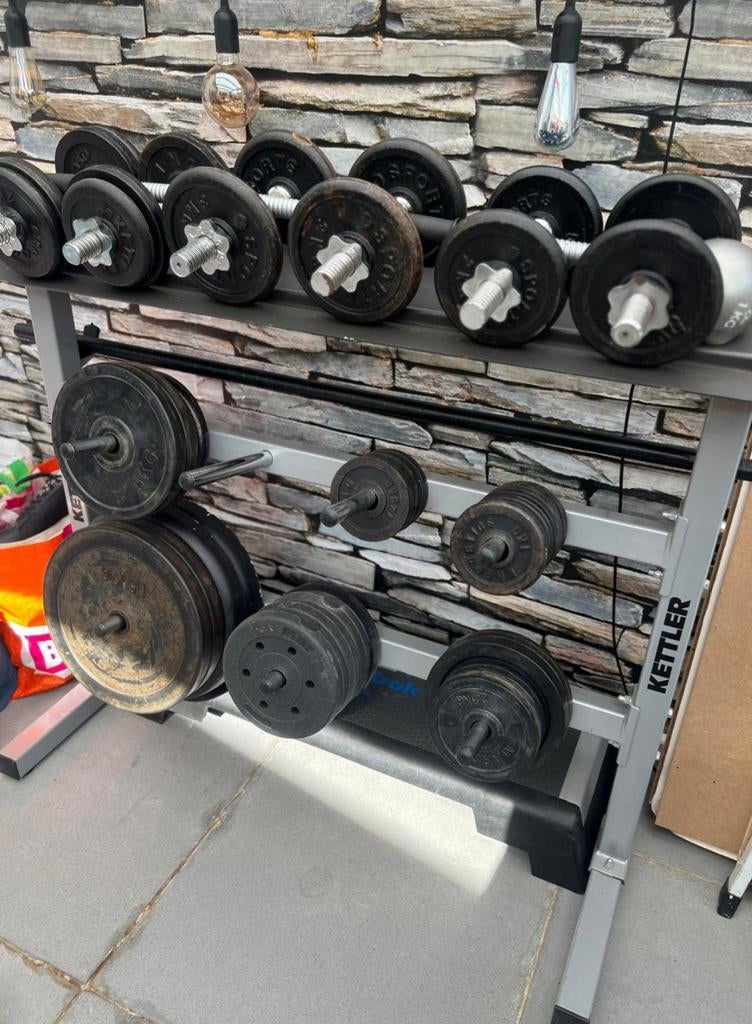 4 Dumbbellset 38 kg met 30mm boring, Ophalen of Verzenden