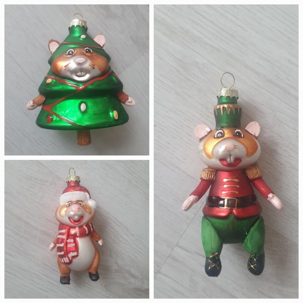 Te koop 3 hamster kerstbal hangers, Ophalen