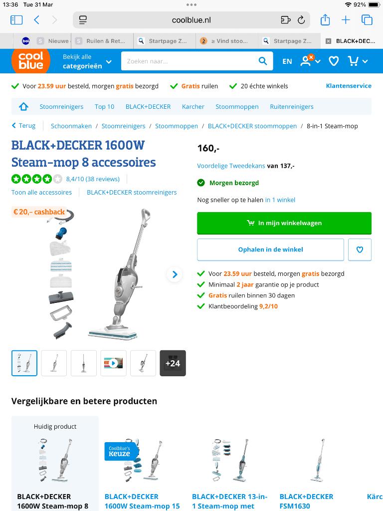 Stoomreiniger black en Decker, Ophalen, Overige typen