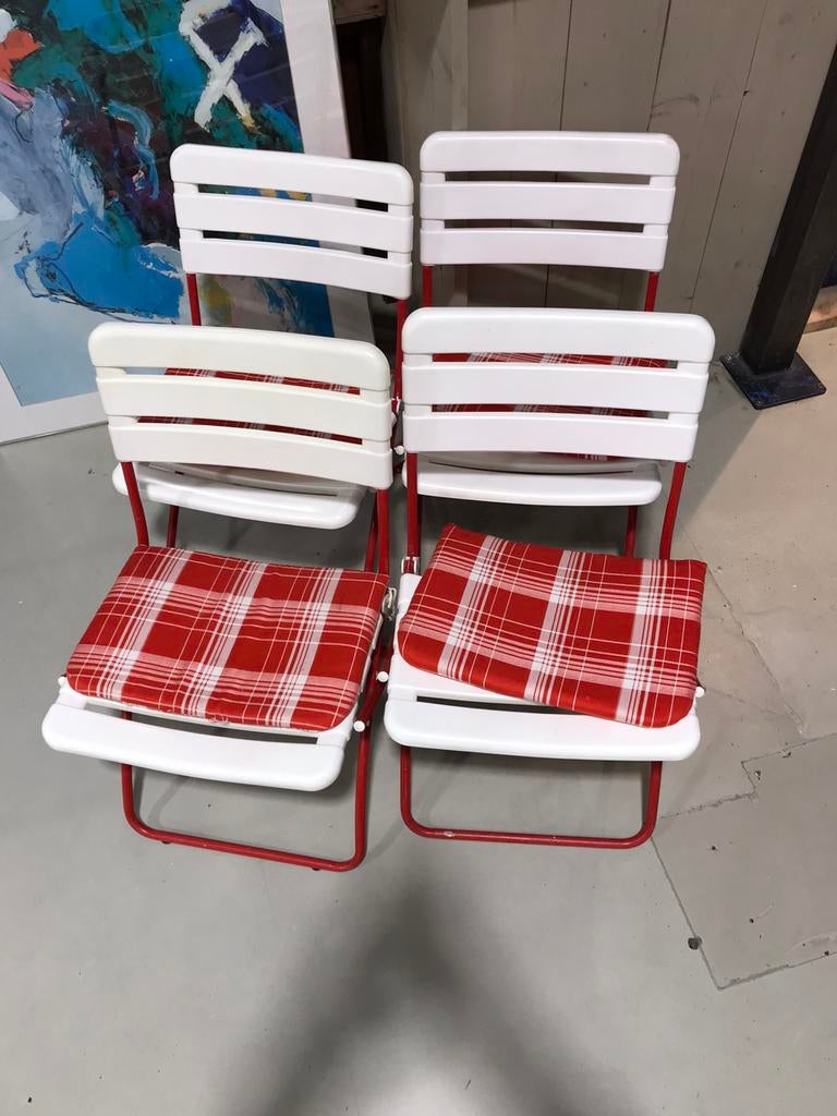 4 inklapbare retro tuinstoelen vintage, G, Ophalen of Verzenden, Zo goed als nieuw, H