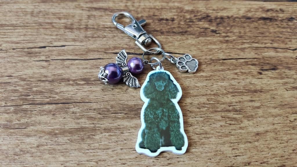 Tas/Sleutelhanger Poedel Poodle zwart met beschermengeltje, Verzenden, Nieuw, Dier of Natuur