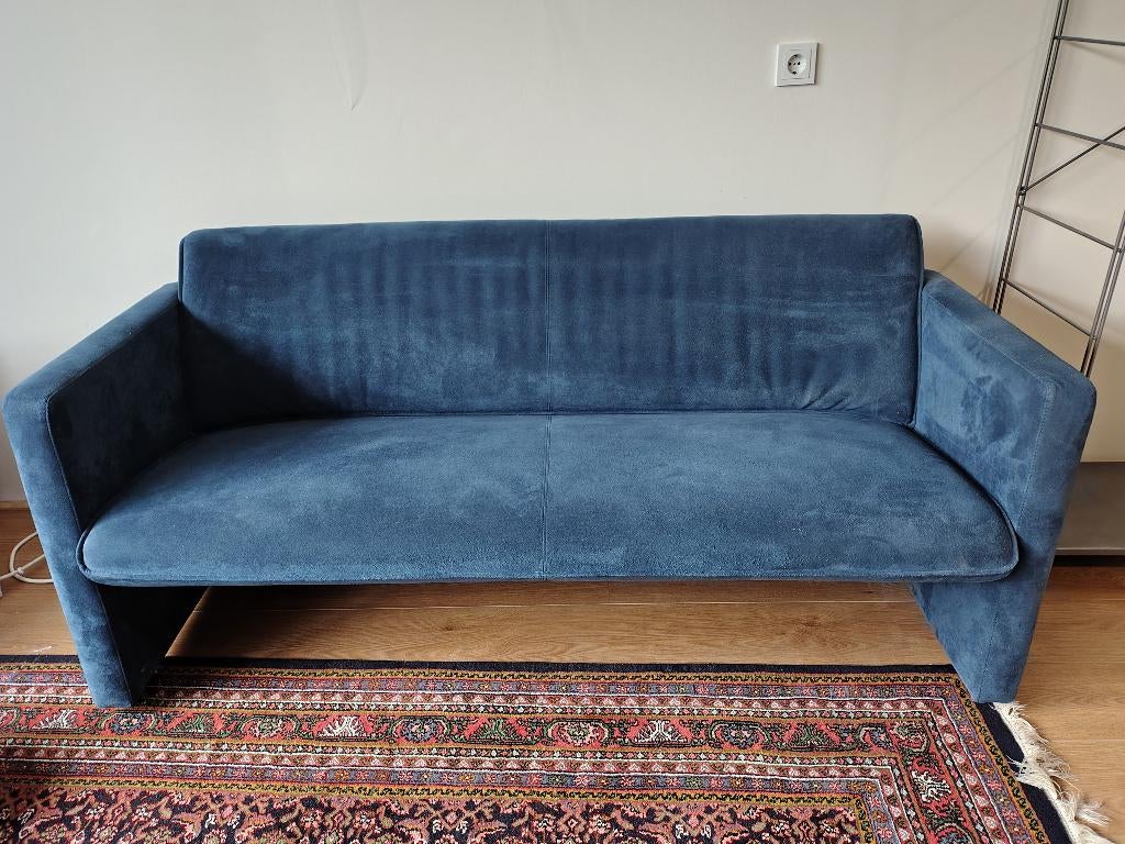 Leolux blauwe 2-zits bank, Huis en Inrichting, Ophalen, Gebruikt, Minder dan 75 cm, 150 tot 200 cm
