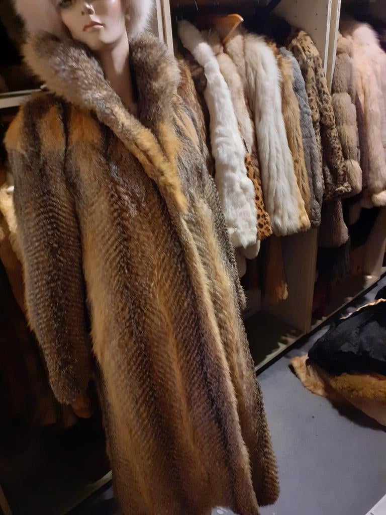 Lange vintage SEX IN THE CITY echte bontjas bont jas maat M, Ophalen of Verzenden, Zo goed als nieuw, Maat 38/40 (M), Bruin