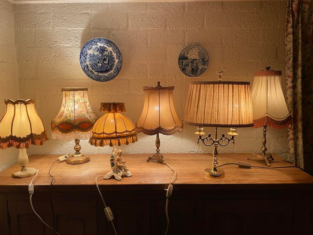 Vintage Tafellampen met Franjes - Retro Schemerlamp, Huis en Inrichting, Lampen | Tafellampen, Klassiek, vintage, queen Ann, retro, barok