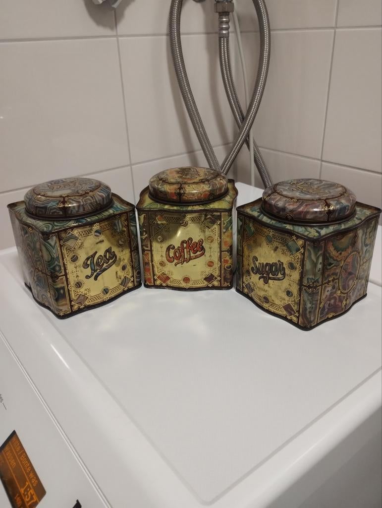 Vintage jaren 50 Dodo Kent blikken canisters, Verzamelen, Ophalen of Verzenden, Gebruikt, Overige