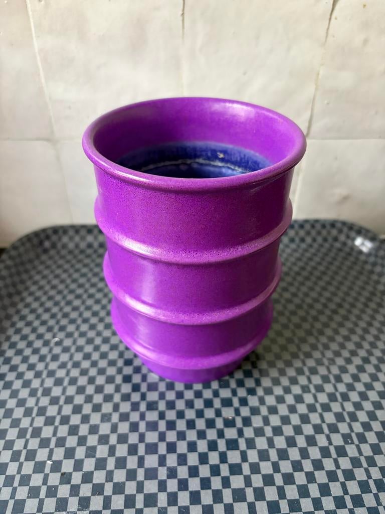 Vintage Paars aardewerk vaasje, Ophalen of Verzenden