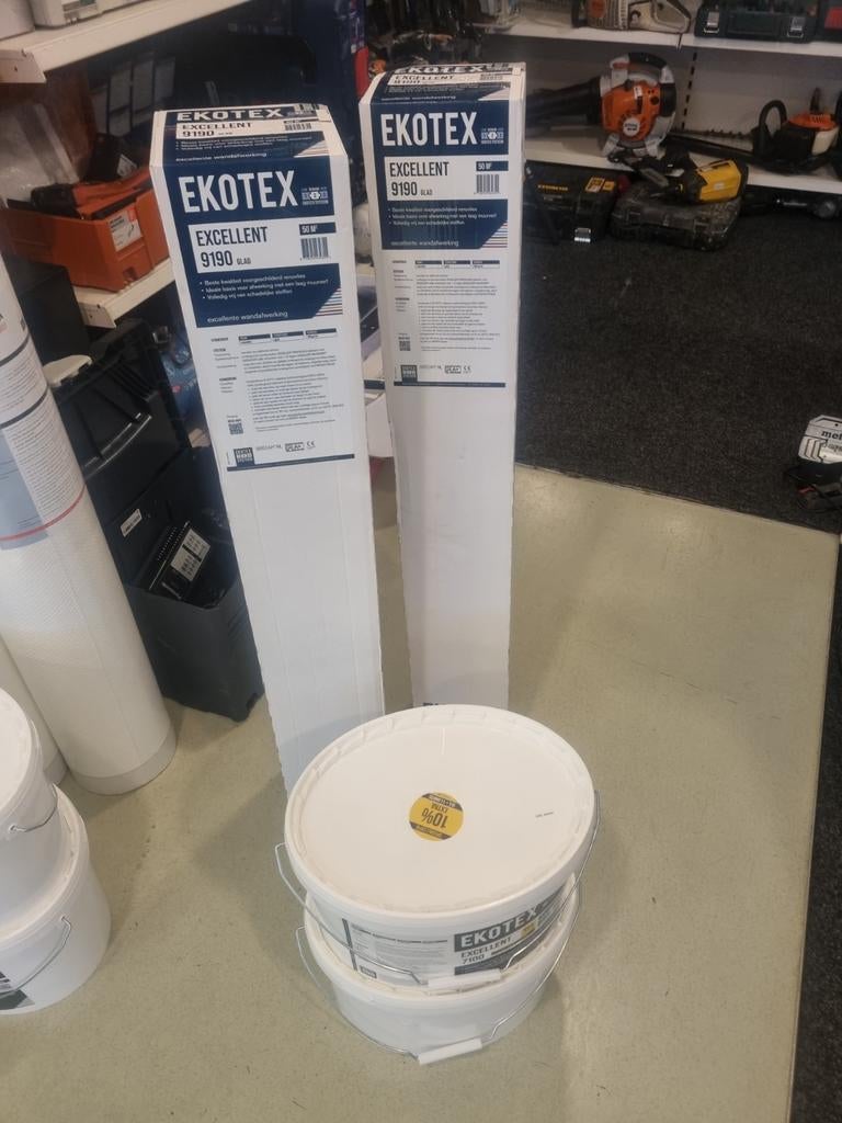 Ekotex Excellent 9190 Glad Glasweefsel en Lijm, Ophalen, Wit, Verf, 10 tot 15 liter