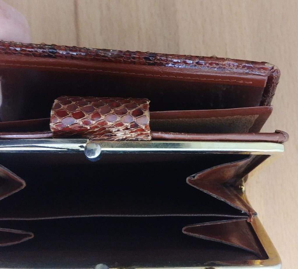 leren portemonnee beurs dames bruin met knip, Ophalen of Verzenden, Gebruikt, Bruin