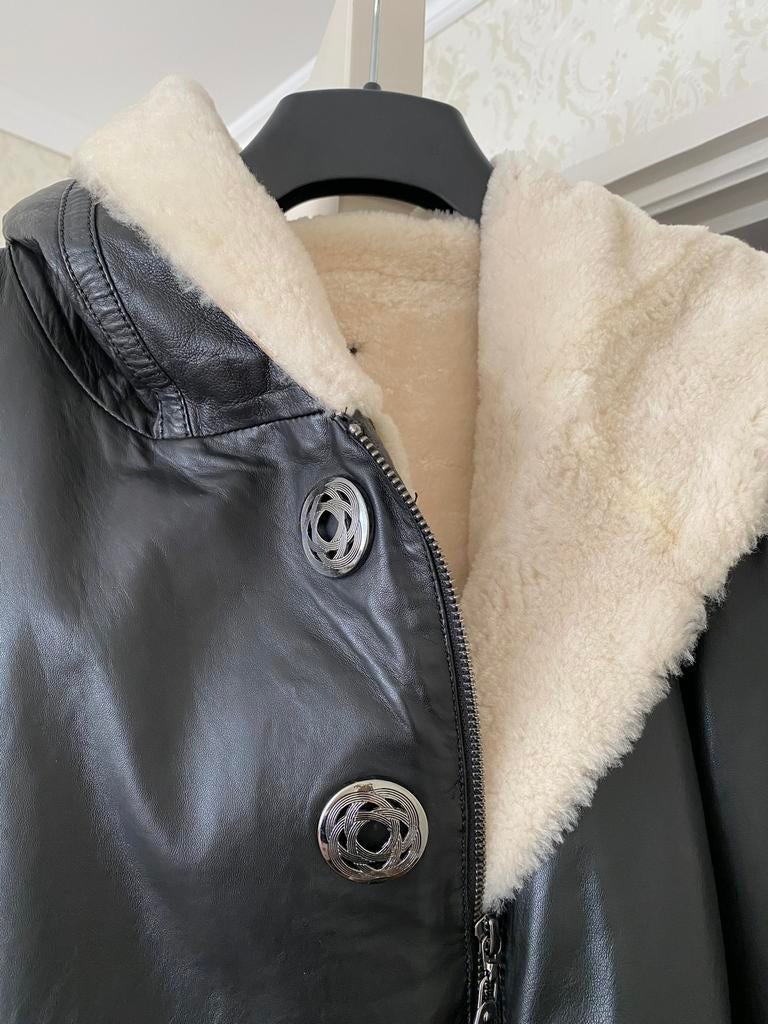 Lammycoat, bontjas, leren jas met vacht,Parajumpers,Woolrich, Ophalen of Verzenden, Nieuw, Zwart