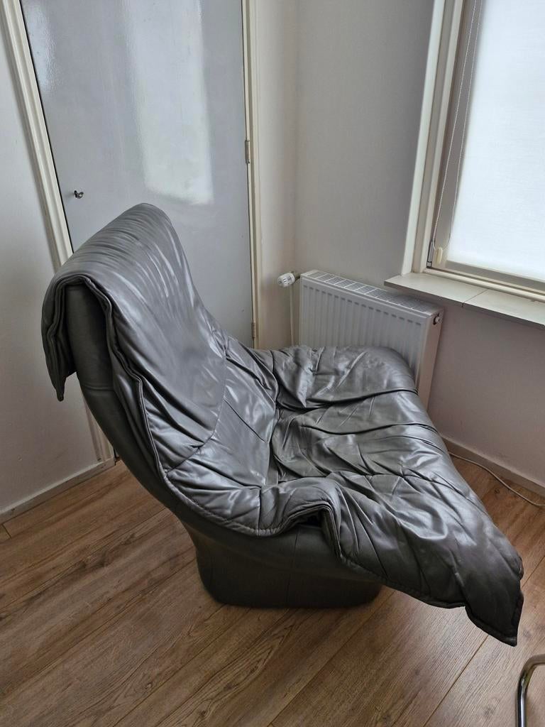 Vintage leren design fauteuil / stoel, Huis en Inrichting, Fauteuils, Ophalen, Gebruikt, 75 tot 100 cm, 50 tot 75 cm