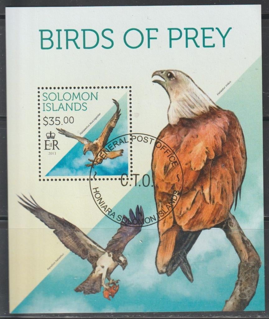 VOGELS = ROOFVOGELS = Mooi bl. v SOLOMON Isl.-GB-25, Verzenden, Gestempeld, Dier of Natuur