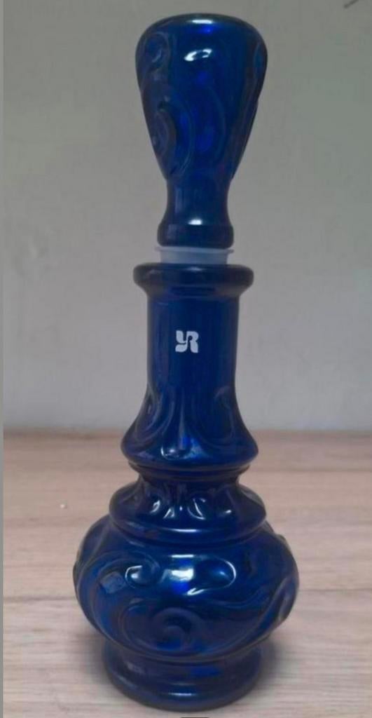Vintage blauw glazen  Ives Rocher parfum flacon., Ophalen of Verzenden, Zo goed als nieuw, Parfumfles