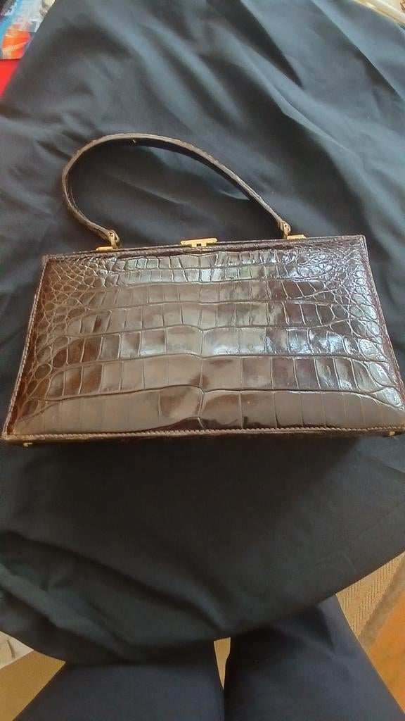 Krokodillen leren tas, Ophalen of Verzenden, Bruin