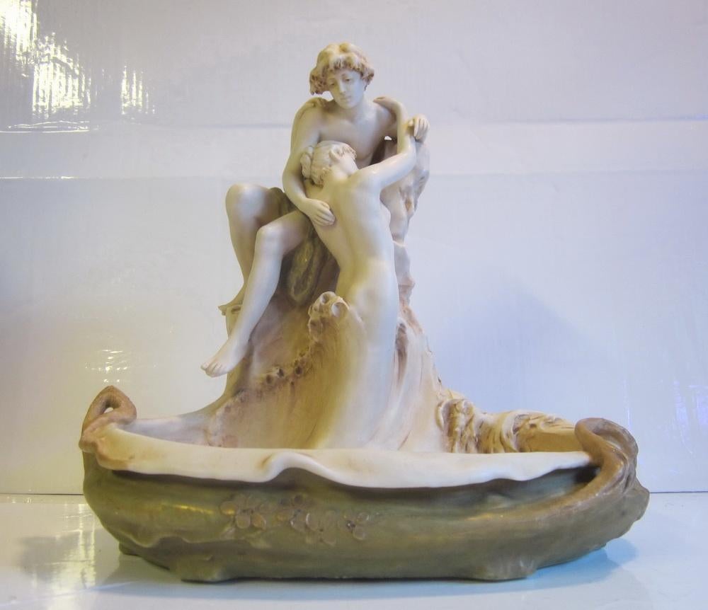Art nouveau Royal Dux "the lovers"; A. Hampel, Bohemen, Ophalen of Verzenden