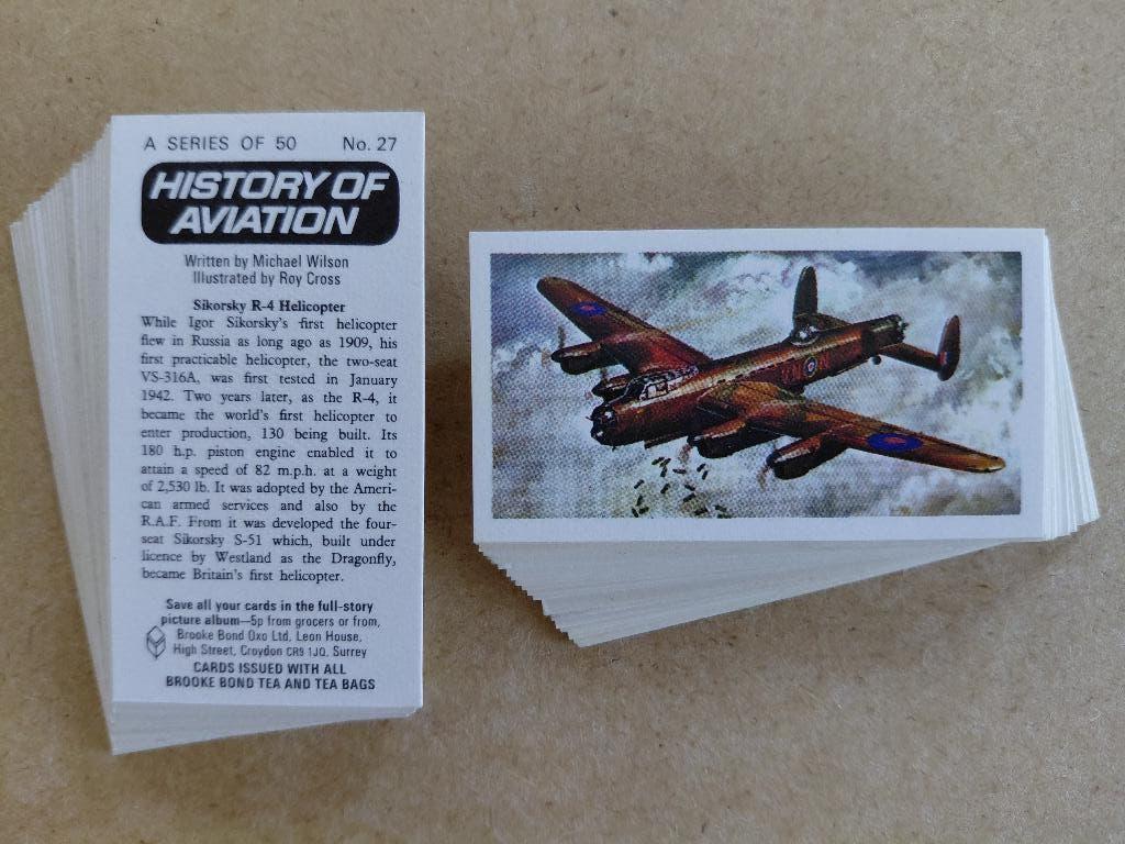 History of Aviation complete set 50 tea cards vliegtuigen, Ophalen, Gebruikt, Overige typen