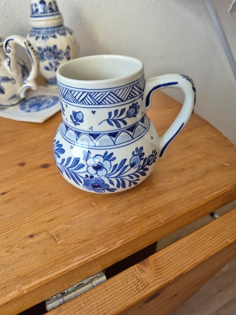 Antieke Delfts Blauwe Mok / Beker - Handgeschilderd, Ophalen of Verzenden