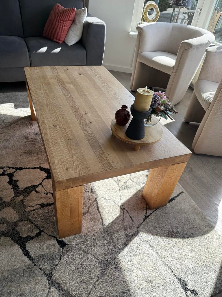 Eiken salontafel, Ophalen, Gebruikt, 100 tot 150 cm, 50 tot 100 cm