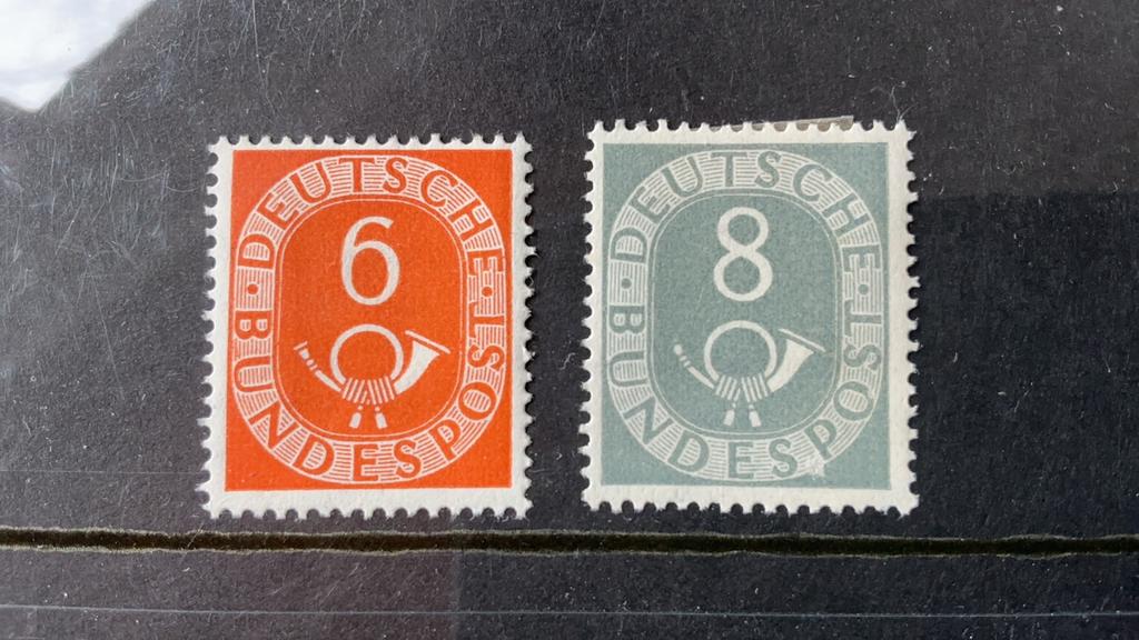 Duitsland Posthorn. De 6 en 8 pfennig met plakker., Ophalen of Verzenden